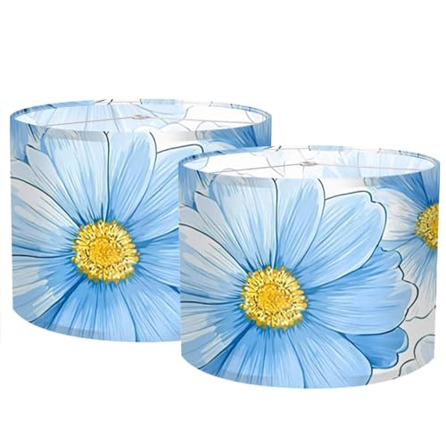 Image of Nuxovilar Lamp Shades Set of 2, 13 inch Top x 13 inch Bottom x 10 inch High (Spider) | Table lamp shades blue floral design bedroom home office covers light protective accessories (Floral)