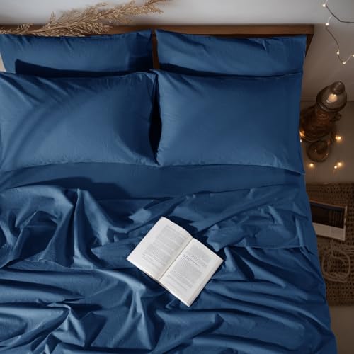 Image of LBRO2M 100% French Pure Linen Sheet Set 6Pcs, 16 inch Deep Pocket Cal King