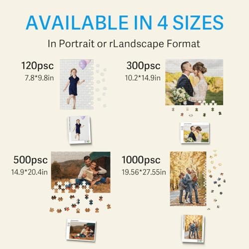 FodyZou Custom Puzzles from Photos - 120/300/500/1000/1314-Piece Custom Puzzle with Picture & Text - Personalized Jigsaw Puzzle for Adults - Family, Wedding, Pet, Birthday Gift — view 3
