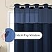 Colorful Star No Hook Shower Curtain with Snap in Fabric Liner, Waffle Weave Heavy Duty Thick Shower Curtains with Mesh Top Window, Hotel Style Waterproof Bathroom Curtain Set, 72 x 75 Inch, Navy Blue