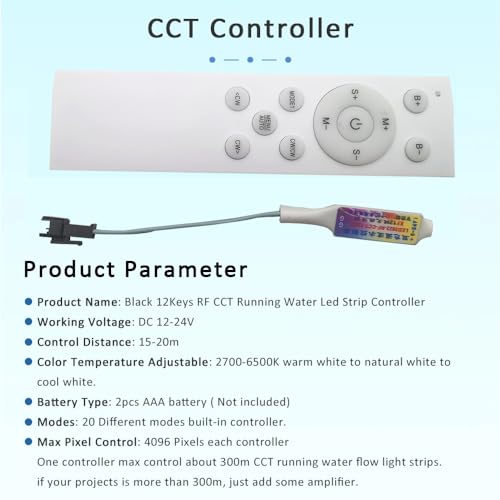 Controlador LED Pixel Strip DC5-24 RF 12 teclas miniatura 5