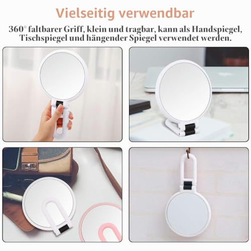 Foto von AYADA Klappspiegel für Reise Handspiegel mit Klappbar Griff (Weiß)