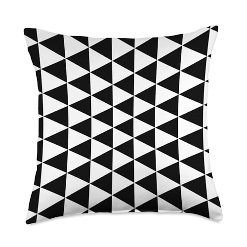 White Black Scandinavian Nordic Triangles Squares Pattern Throw Pillow