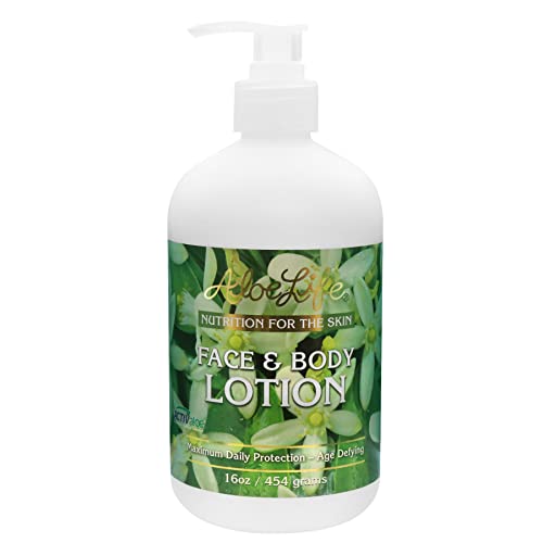 Aloe Life - Face & Body Lotion, Concentrated Formula, Hydrates Dry Skin, Contains Antioxidants, Minerals, & Herbal Extracts, Pleasant Grapefruit Scent, Safe For All Skin Types, Gluten-Free (16 oz)