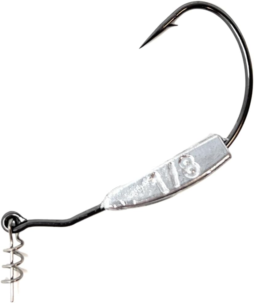 Reaction Tackle Weighted Swimbait Hooks - Weedless Belly Weighted Hooks with Twist Lock Bait Keeper for Soft Plastic Swimbaits - Bass Fishing Hooks (10-Pack)