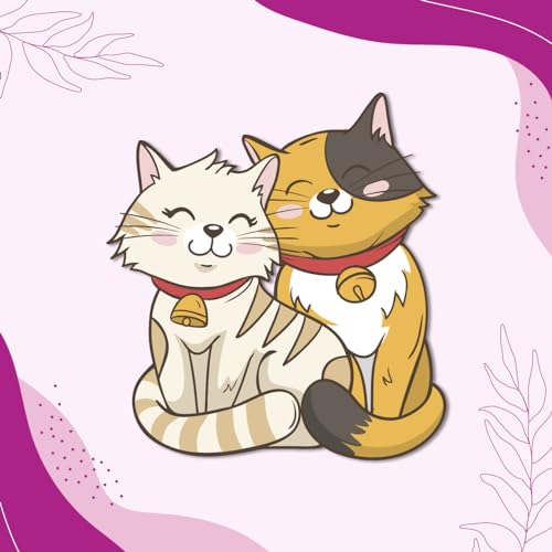 Image of Bhai Please Cat Couple Theme Wooden Fridge Magnet - Couple Gift