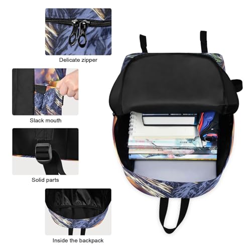 Backpack Lunch Box Set Large Capacity Travel Backpacks and Insulated Lunch Bag for Commute Hiking Picnic Snow Mountain Print3