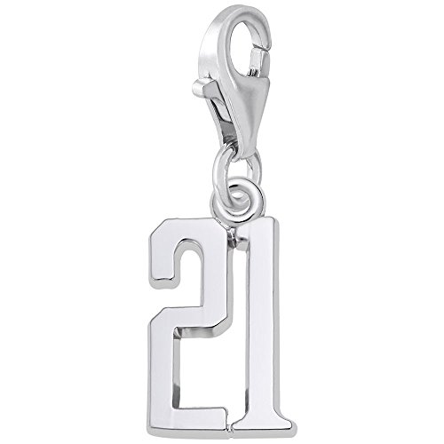 Number 21 Charm with Lobster Claw Clasp, Charms for Bracelets and Necklaces