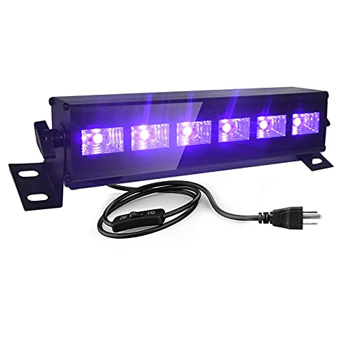 Exulight Black Lights, LED Bar, 6LEDs x 3W Black Light for Glow Parties,Halloween and Christmas Party,Birthday,Wedding,Poster,Stage Lighting (6leds bar)