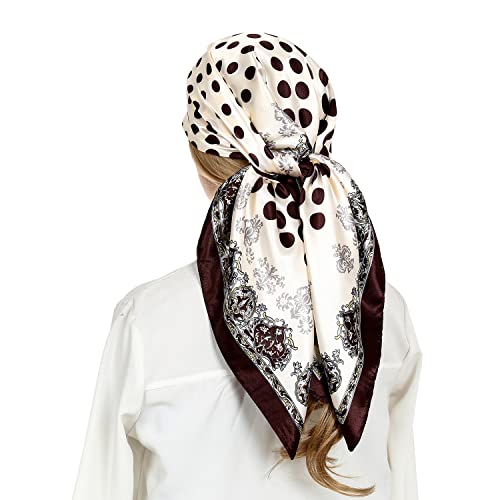 RIIQIICHY 35 Inch Head Scarf for Women Like Silk Scarf Hair Scarf - 4 PCS Square Scarf Bandanas for Women2