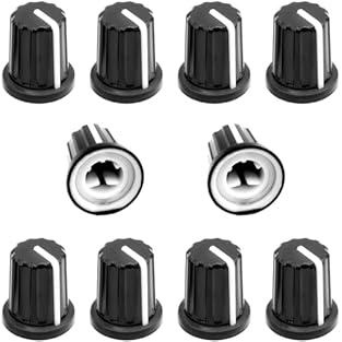 Function:Fit for D type Shaft Hole Diameter: 6mm/0.24-inch,Electronic Control Potentiometer Knob For 6 mm Diameter Shaft,Volume Control Knob, Audio knob, Guitar Knob,Electric Guitar Knobs,Encoder Code Switch Knobs. Material: made of plastic material,...