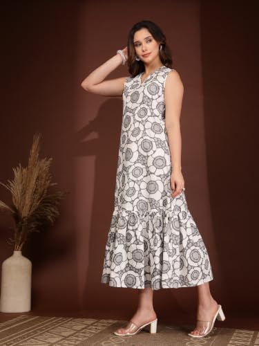 Image of Daevish New Rayon Floral Printed Flared Maxi Dress for Women | Women Maxi Dress