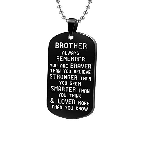 Gifts for Brother from Sister Brother - Unique New Big Brother Gifts for Boys Black Brother Necklace Jewelry Birthday Christmas New Year Gifts