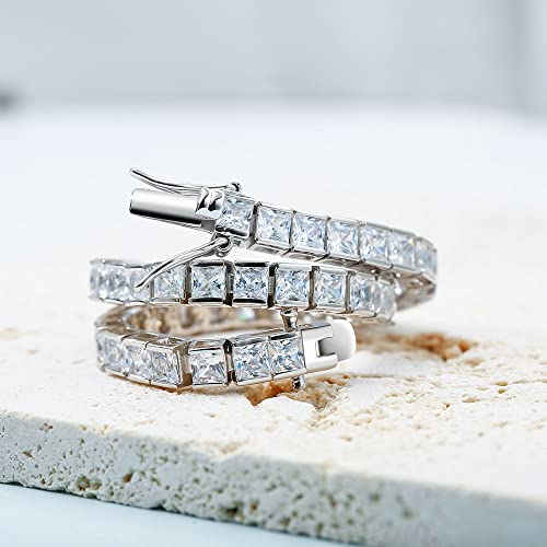 Kose 925 Sterling Silver Bracelets for Women and Men | Princess and Round Cut 3mm Cubiz Zironia Classic Tennis Bracelet | Size 6.5-8 inches4