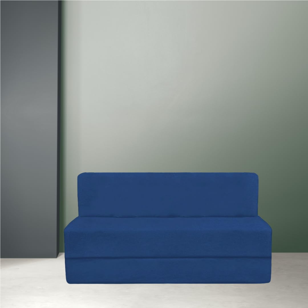 PUM PUM 2-Seater Sofa Cum Bed | EPE Foam Foldable Mattress for Living Room & Guest Use,NavyBlue PUM PUM 2-Seater Sofa Cum Bed | EPE Foam Foldable Mattress for Living Room & Guest Use,NavyBlue