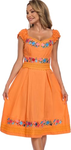 Image of Women's Mexican Dress Embroidered Causal Lace Party Dress
