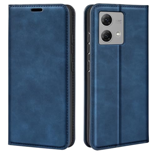 COQUE case for Motorola Moto G84 Shell,Slim Ultra-Thin Leather Flip Cover with Card Slot Leather Phone Case for Motorola Moto G84-Blue - Image 3