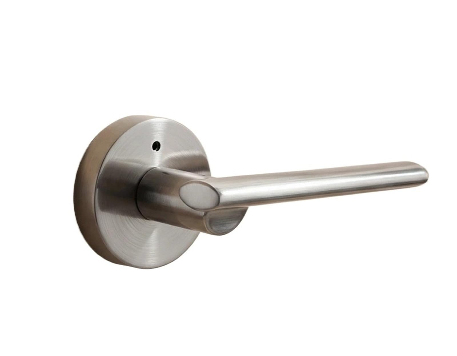 Powsi Brushed Silver Universal Three-Lever Handle Indoor Bathroom Lock Keyless Spherical Door Lock Escape Single Tongue Lock