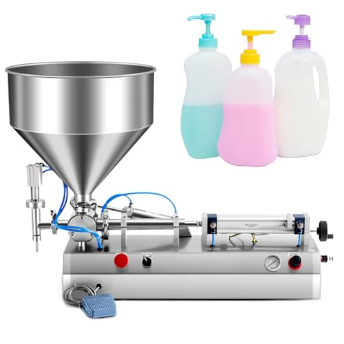 Máquina neumática de llenado de pasta líquida, tolva de 30 litros para un llenado eficiente de crema, champú, miel, pasta de dientes, ideal para varios productos líquidos