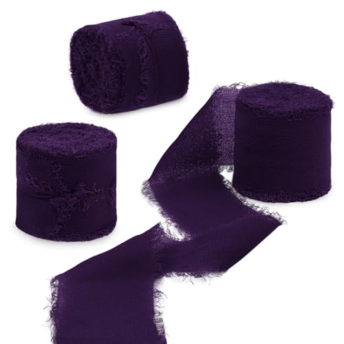 Uiopa Nastro Chiffon Viola Scuro 4cm x 15m Nastro Regalo