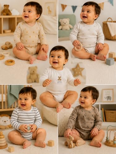 Image of TuddyBuddy 100% Cotton Multi Color Romper /Bodysuit /Onesies for Baby Boys & Baby Girls
