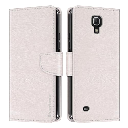 Shantime Étui Portefeuille Cuir Compatible avec Samsung Galaxy Mega 6.3 I9200, Housse Colorée Rabat avec Cartes, Fermeture Aimantée Protection Totale(Blanc)