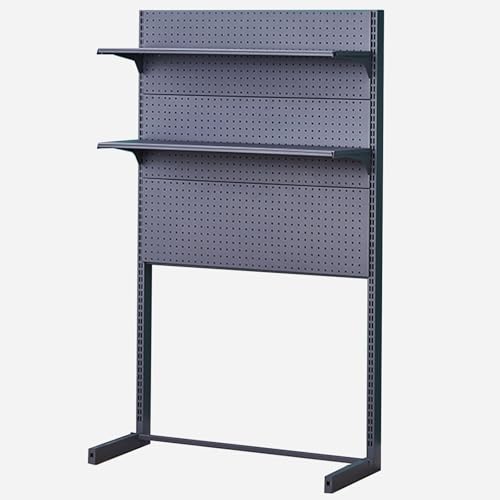 Bl - Góndola Display R con paneles perforados de doble estante montado en la pared para tiendas de comestibles y retais (92 x 39 x 165 cm)
