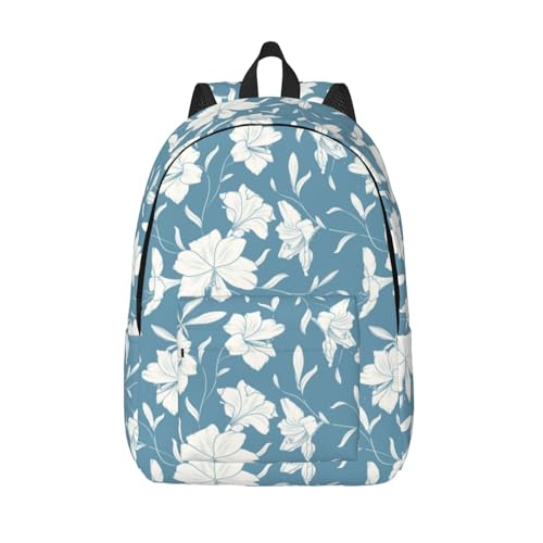 Mochila de viaje para portátil – Lilies Flowers color azul claro para computadora con correas ajustables, Negro -, S