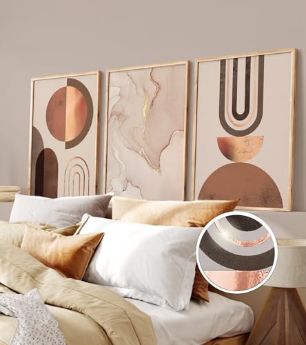 Affiches métalliques couleur caramel nougat lot élégant de 3 wandbilder