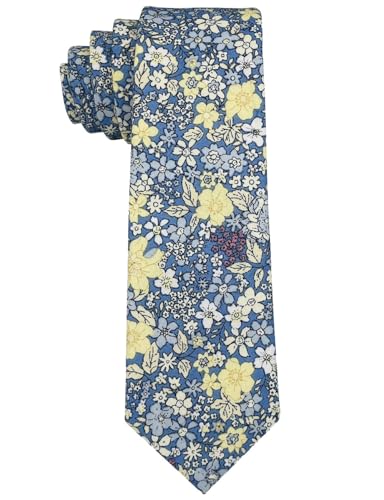 Image of Kebocis Mens Skinny Cotton Floral Tie for Men