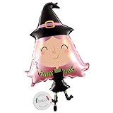 balloa Folienballon XXL Hexe, Helium Ballon Halloween Deko, Luftballon Witch Motiv für Party, Kindergeburtstag, Grusel Deko, Geschenk zur Halloweenparty, Partydeko Hexenballon, 79cm