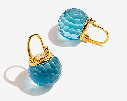 Crystal Earrings For Women,18K Gold Plated, Sparkly Austrian Crystal Ball Dangle Earrings (Aquamarine) #TOP4