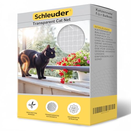 Schleuder katzennetz für Balkon,vogelnetze vogelschutznetz 5x5m, taubennetz Balkon, Nylon Multifilament Yarn,Starke Belastbarkeit, Teichnetz...