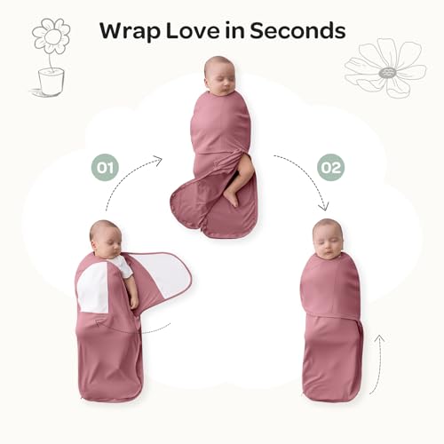 Image of Momcozy Swaddles for Newborns, Quiet Fastener Swaddle for Infant 0-3 Months | New-Parent-Friendly Sleep Sack, Reduce Startle Reflex, Newborn Boys Girls Registry Essentials, 2-Pack, Bloom