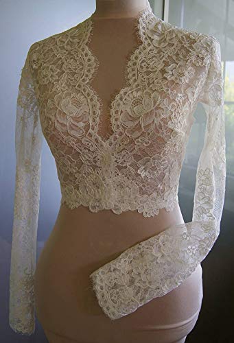 Lace Illusion Long Sleeves Wedding Jackets Bolero For Evening Dress Party Formal 20254
