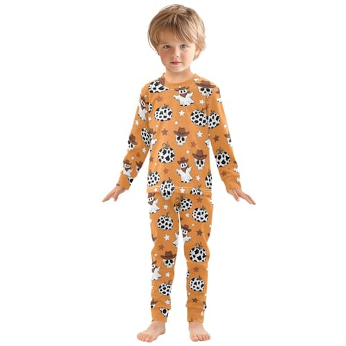 Pajama Sets Long Sleeve Halloween Ghosts Hats Pumpkins Soft Comfy Sleepwear 2 Piece PJS 3-8T2