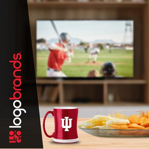 Image of Logo Brands NCAA Indiana Hoosiers 14oz Ceramic Relief Mug with Team Logo and Elongated Handle