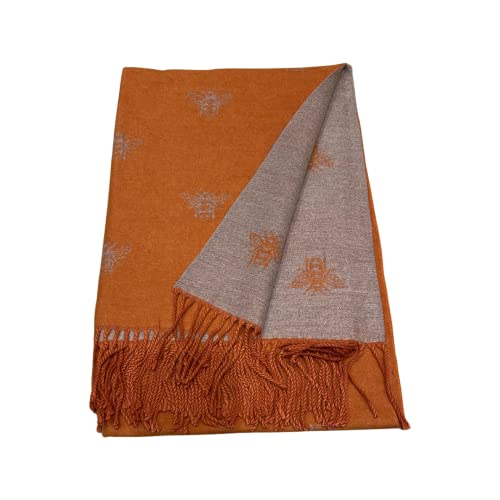 Écharpe réversible épaisse orange brûlé et argent X-Large World of Shawls