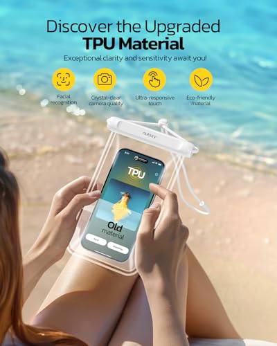 image for Nulaxy 2 Pack IPX8 TPU Waterproof Phone Pouch Double Sealing, Cell Pho