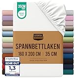 Utopia Bedding - Spannbettlaken 160x200cm - Weiß - Oeko-Tex Zertifiziertes Gebürstete Polyester-Mikrofaser Spannbetttuch - 35 cm Tiefe Tasche