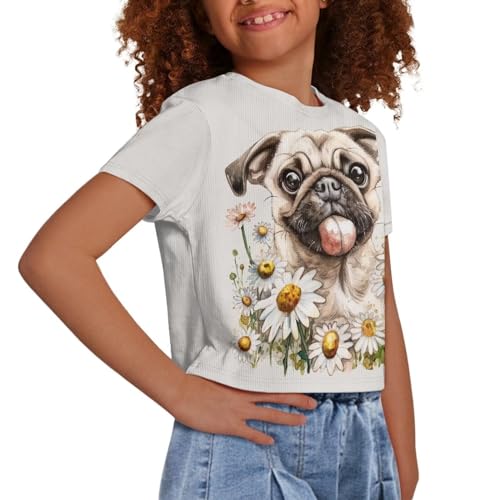 Image of Kids Crop Top Short Sleeve T-Shirts for Girls Size 5-14