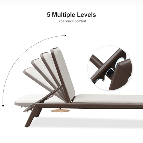 Image of PURPLE LEAF Outdoor Reclining Holds Up to 350 lbs Adjustable Back Coffee