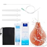 Analdusche für Intimhygiene, Silikon-Spülset mit 3 Aufsätzen, 29cm Düse, Aufbewahrungstasche & Gleitgel (220ML) Chinesisch auf der Verpackung (braun)