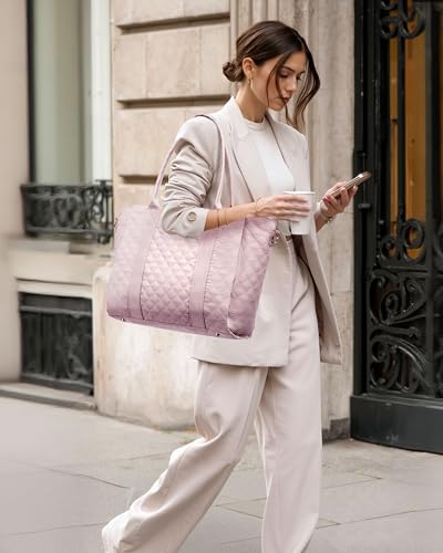 Image of LOVEVOOK Teacher Tote Bag for Women, Quilted Work Tote Nurse Laptop Bag, Large Computer Shoulder Bags with Zipper for Travel