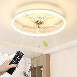 NIORSUN Ceiling Fans with Lights and Remote, 6 Speeds and 3000K-6500K Dimmable Quiet Ceiling Fan Lights, 50cm 3600LM Modern Smart LED Ceiling Fan Light for Bedroom Living Room Dining Room (White)