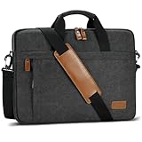 ESTARER Laptop Bag 17-17.3 Inch, Protactive Computer Bag Men, Water-resistant Canvas Laptop Case Slim Laptop Sleeve Fits Dell XPS/HP Pavilion/Ideapad/Acer/HP Omen/LG Gram, Dark Grey