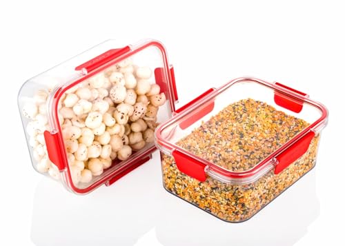 Image of Ritu J-343 Plastic Storage Box Fridge Organizers Kitchen Container Freezer Food,Vegetables,Fruits,Fish and Egg with Airtight Lid - 1000ml