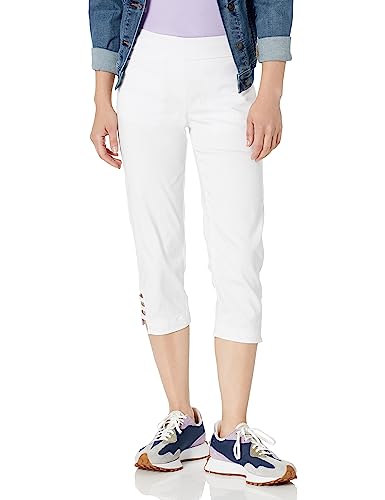 Women's Solid Crop Pant – Tummy Control Slimming Pull-On Pants | Comfortable Office, Travel & Casual Stretch Trousers