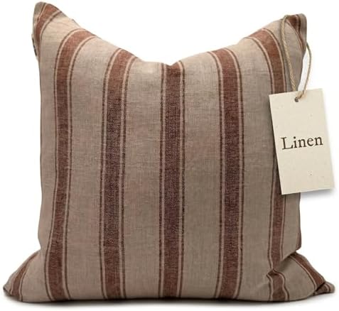 Linen Throw Pillow Covers Stripe Pillow Cover 18x18 inch Spring D...