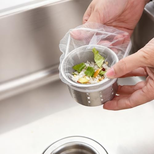 400 Pack Disposable Drain Covers for Sourdough Ultra-Fine Mesh Sink Strainer Bags Sourdough Drain Catcher Nets for Kitchen Sink Food Scraps Hair & Coffee Grounds